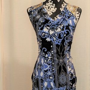 Caché Blue with Gold Dress